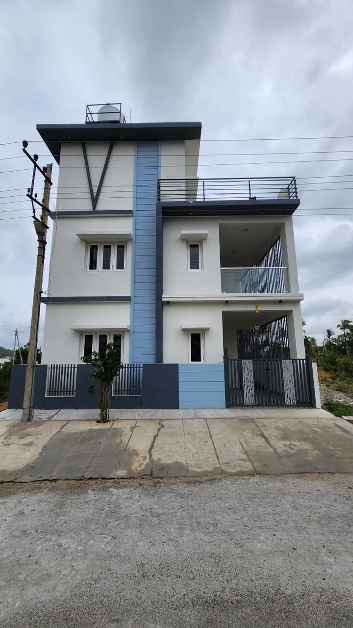 Front elevation of Villa 2, a three-level independent villa in Mysore
