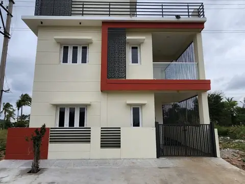 Front elevation of Villa 1, a three-level independent villa in Mysore