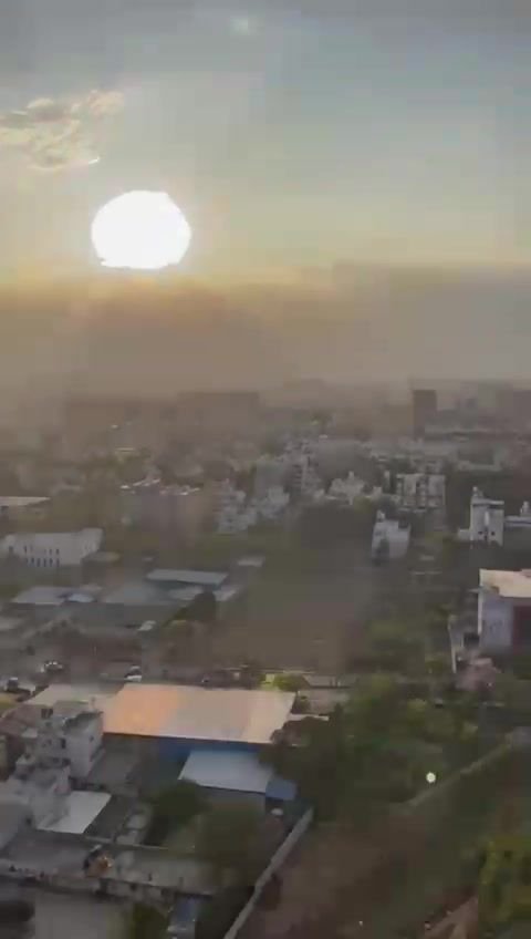 Sunset seen from the 24th floor flat in Purva Atmosphere, Thanisandra Road