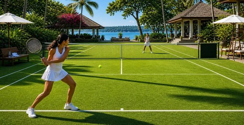 Outdoor tennis court representing the outdoor sports courts planned at Sobha Sacred Grove, Chikka Tirupathi
