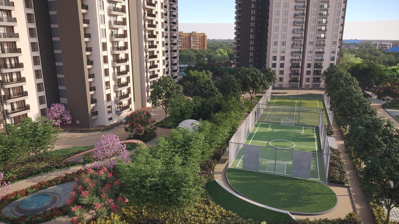 Solcrest mini soccer court and landscaped podium (artist's impression)